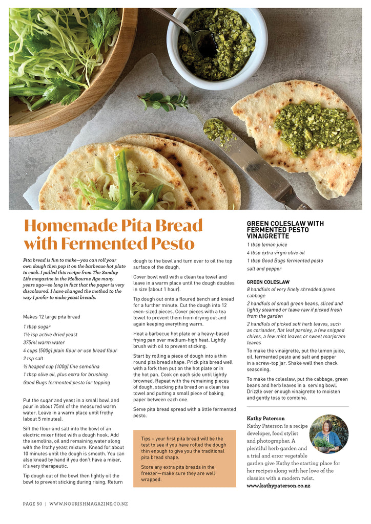 Homemade Pita Bread with Fermented Pesto