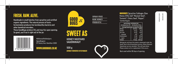 Sauerkraut 500g Sweet As - Honey Mustard
